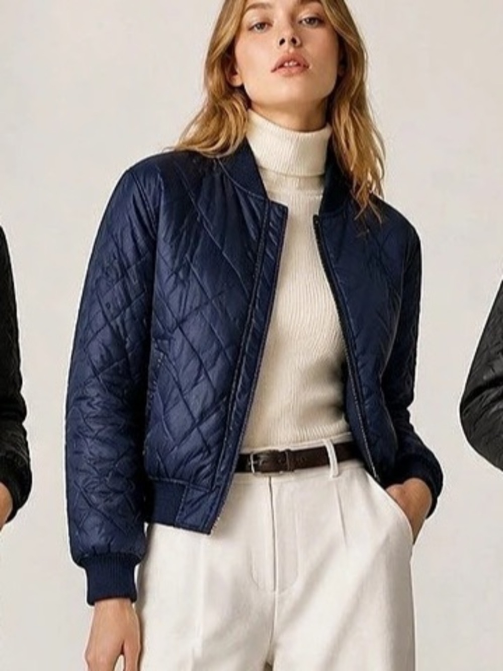 Romeo & Juliet Women's Size S Navy Quilted Zip Quilted Bomber Jacket LS